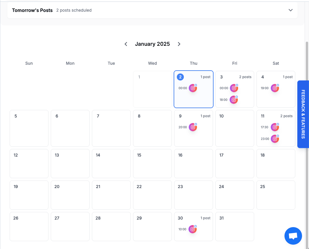 Schedule calendar screenshot